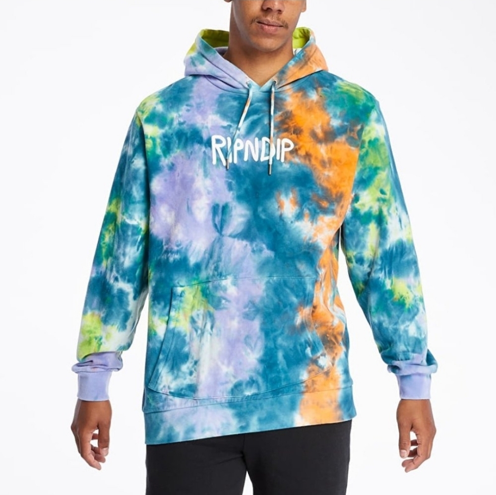 Ripndip Logo Vibrant Tie-Dye Oversized Hoodie M